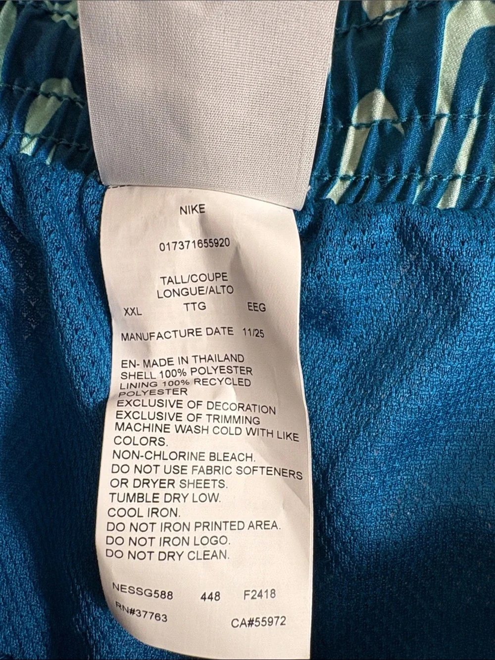 Nike Men's Swim Breaker Swoosh Link Lined Volley Shorts Teal Big & Tall XXLT NWT
